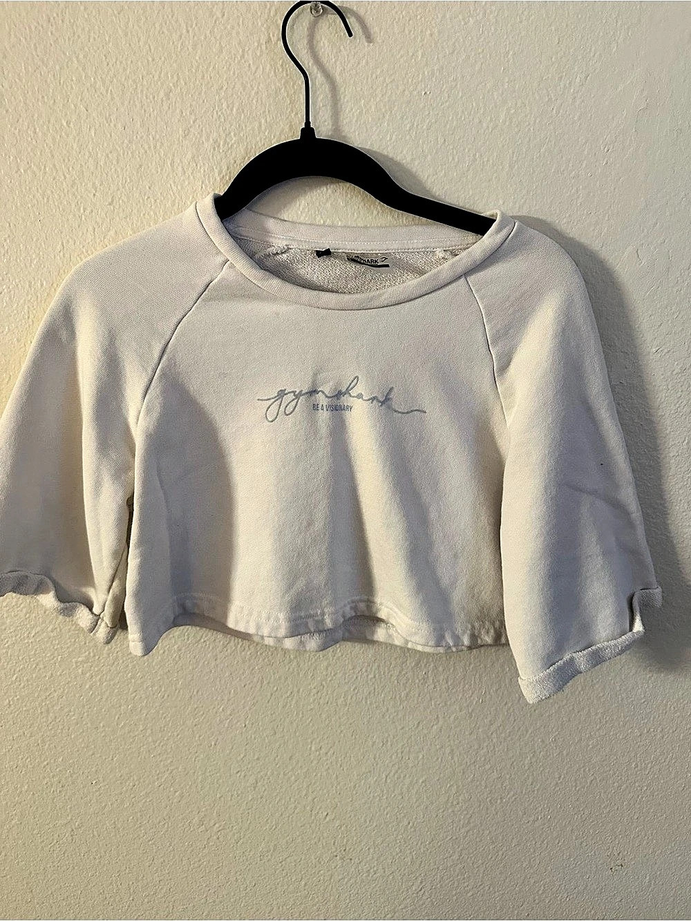 GYMSHARK Be A Visionary Script Crop Top Sweatshirt Cropped Shirt in White